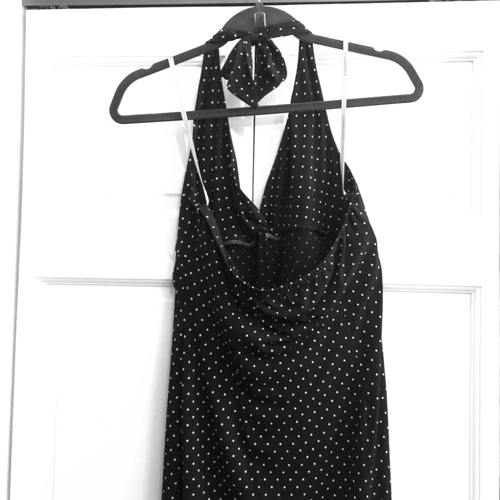 BCBG MaxAzria polka dot halter dress